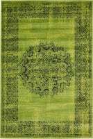 Modern Traditional Vintage Distressed Sage Green Soft Rug