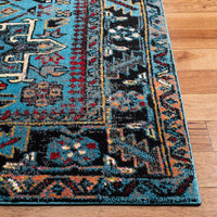 Oriental Persian Area Rug,  Square Light Blue/Black