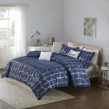 Raina Comforter Metallic Print Geometric Design Modern Trendy All Season Bedding Set