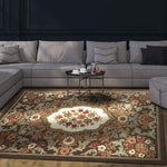 Modern Floral Low Profile Pile Indoor Area Rugs Brown