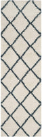 Diamond Trellis Ivory/Slate Blue Soft Plush Shag Area Rug 2-inch Thick