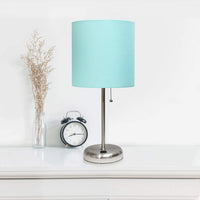 LimeLights 19 1/2" High Stick Table Lamp with Aqua Shade and USB Port