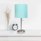 LimeLights 19 1/2" High Stick Table Lamp with Aqua Shade and USB Port