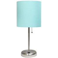 LimeLights 19 1/2" High Stick Table Lamp with Aqua Shade and USB Port