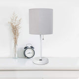 LimeLights 19 1/2"H White Stick Table Lamp w/ Gray Shade and USB Port