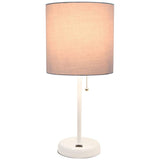 LimeLights 19 1/2"H White Stick Table Lamp w/ Gray Shade and USB Port