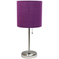 LimeLights 19 1/2"H Stick Table Lamp with Purple Shade and USB Port