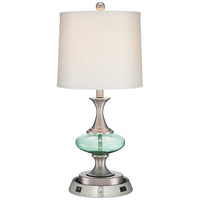 Reiner Glass Table Lamp with Dimmable USB Workstation Base