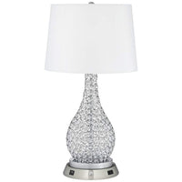 Kasey Beaded Table Lamp with Dimmable USB Workstation Base