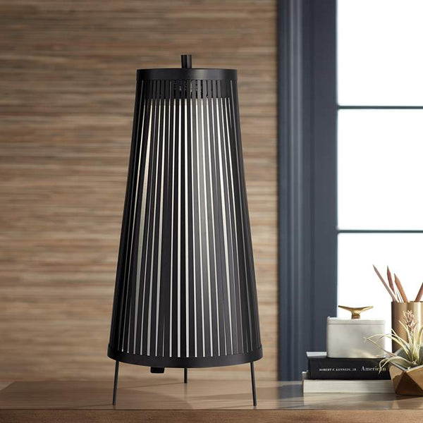 Venemo Black Metal Cone Caged Tripod Table Lamp