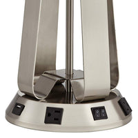 Crispin Brushed Nickel Table Lamp with USB Port and Outlets