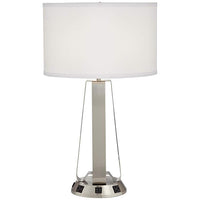 Crispin Brushed Nickel Table Lamp with USB Port and Outlets