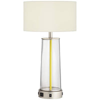 Melina Clear Glass Table Lamp with USB Ports and Outlet