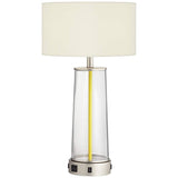 Melina Clear Glass Table Lamp with USB Ports and Outlet