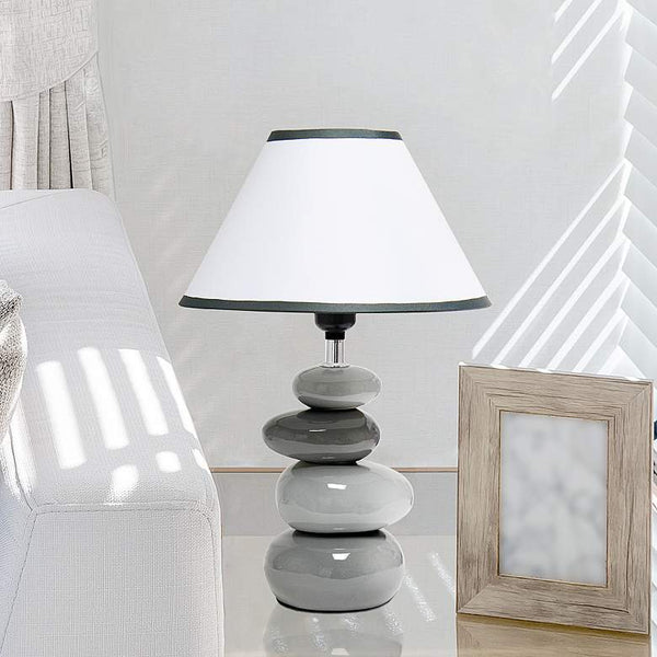 Simple Designs 14" High Shades of Gray Stone Ceramic Accent Table Lamp