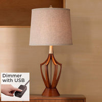 St. Claire Mid-Century Modern Table Lamp with USB Dimmer Cord