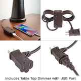 St. Claire Mid-Century Modern Table Lamp with USB Dimmer Cord