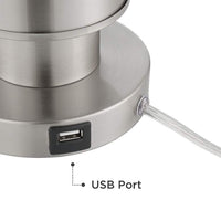 Boris Brushed Nickel Modern USB Table Lamp Set of 2