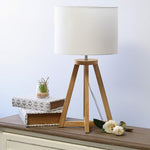 Simple Designs 19 1/4"H Natural Wood White Accent Table Lamp