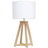 Simple Designs 19 1/4"H Natural Wood White Accent Table Lamp