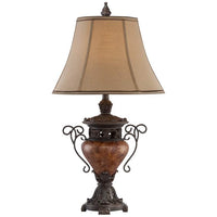 Bronze Crackle Large Traditional Urn Table Lamp with USB Cord Dimmer