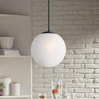 Ciana 10" Wide Black and Frosted Globe Glass Mini Pendant