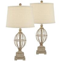 Sloan Wood Finish Open Orb Cage Table Lamps Set of 2