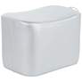 May Silver Faux Leather Ottoman with Pull Tab