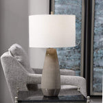 Volterra Crackled Taupe-Gray Ceramic Table Lamp