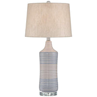 Lite Source Fedella White w/ Color Lines Ceramic Table Lamp