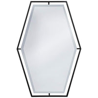 Ebony Black Metal 21" x 31 1/2" Hexagon Wall Mirror