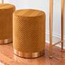 Marla Gold Chevron Velvet Fabric Ottoman