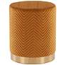 Marla Gold Chevron Velvet Fabric Ottoman