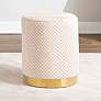 Marla Cream Chevron Velvet Fabric Ottoman