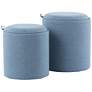 Tray Blue Fabric Nesting Ottomans Set of 2