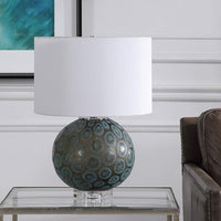 Agate Slice Charcoal Glass Accent Table Lamp