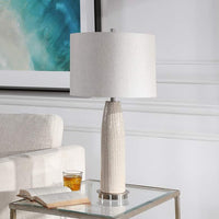 Delgado Distressed Light Gray Ceramic Table Lamp
