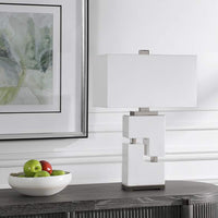Tetris Gloss White Glaze Ceramic Table Lamp