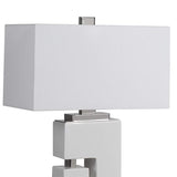 Tetris Gloss White Glaze Ceramic Table Lamp
