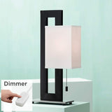 Floating Square Black Modern Table Lamp with Table Top Dimmer