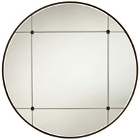 Drucilla Antique Light Brown 32" Round Framed Wall Mirror