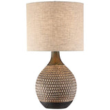 Emma Brown Ceramic Mid-Century Table Lamp with Table Top Dimmer