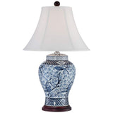 Shonna Blue and White Porcelain Jar Lamp with Table Top Dimmer