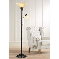 Garver Bronze Torchiere Floor Lamp with Reader Arm