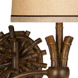 Elegant Bamboo Plug-In Swing Arm Wall Lamp - Dark Finish