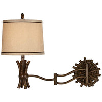 Elegant Bamboo Plug-In Swing Arm Wall Lamp - Dark Finish