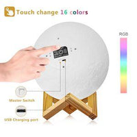 Decorative Moon Light Lamp with Time Setting and Stand 3D Print LED 16 Colors
