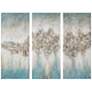 Luminous 35"H Blue Hand-Painted 3-Piece Canvas Wall Art Set
