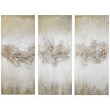 Luminous 35"H Taupe Hand-Brushed 3-Piece Canvas Wall Art Set
