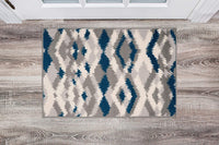 Geometric Gray Blue Ivory Area Rug